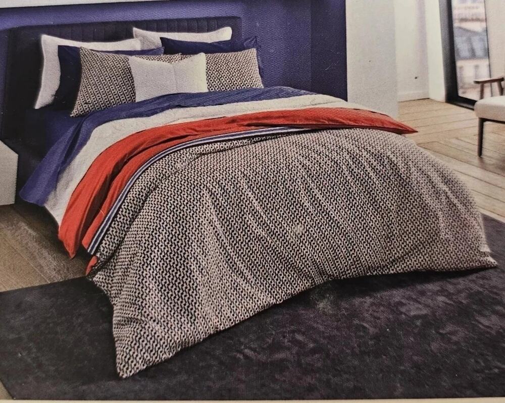 Lacoste Home Grove Red Duvet Cover Set Full / Queen Cotton Blue W Shams 92x96